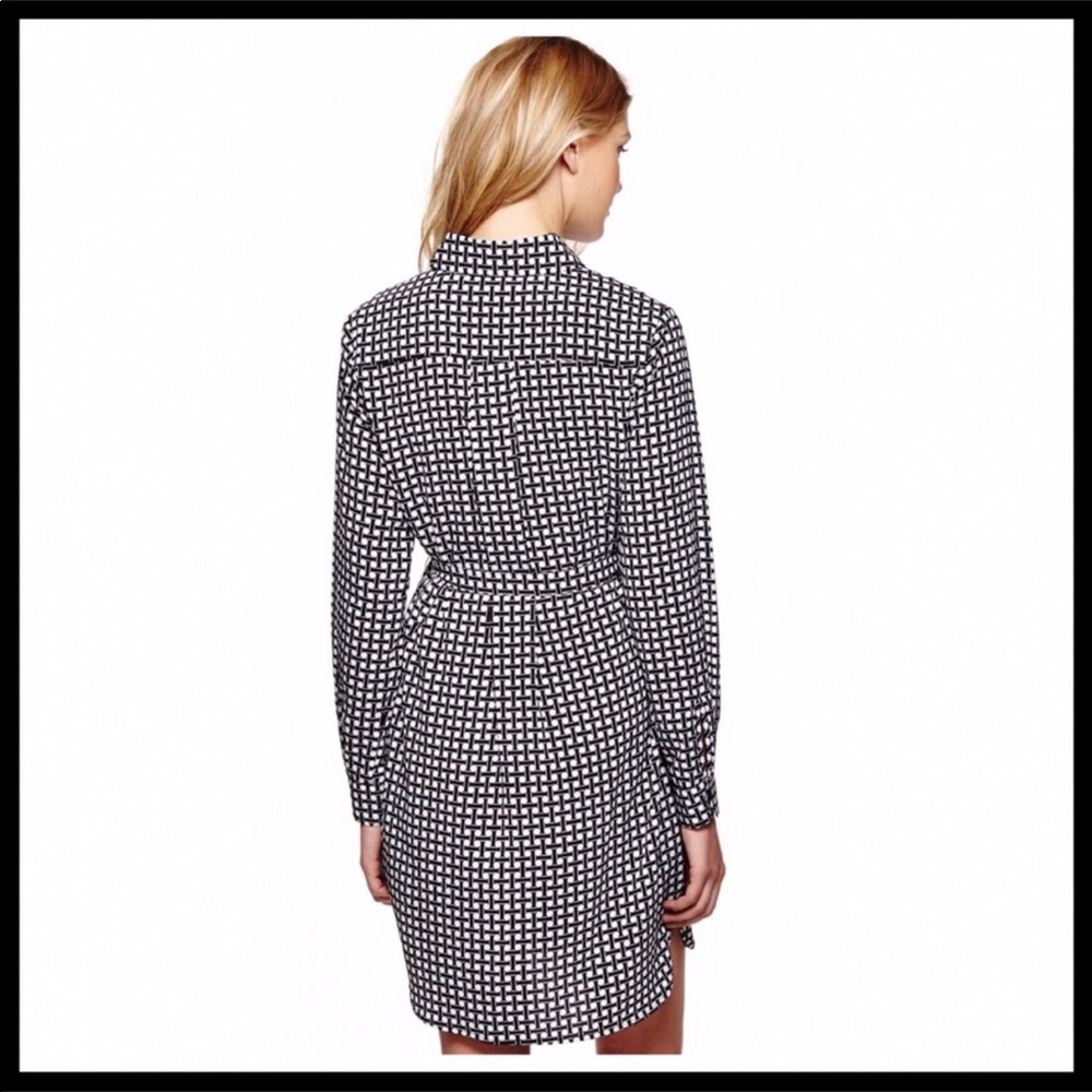 BLACK WHITE PRINT BUTTON DOWN LONG SLEEVES BUSINESS CASUAL SHIRT DRESS A3C - Picture 3 of 8